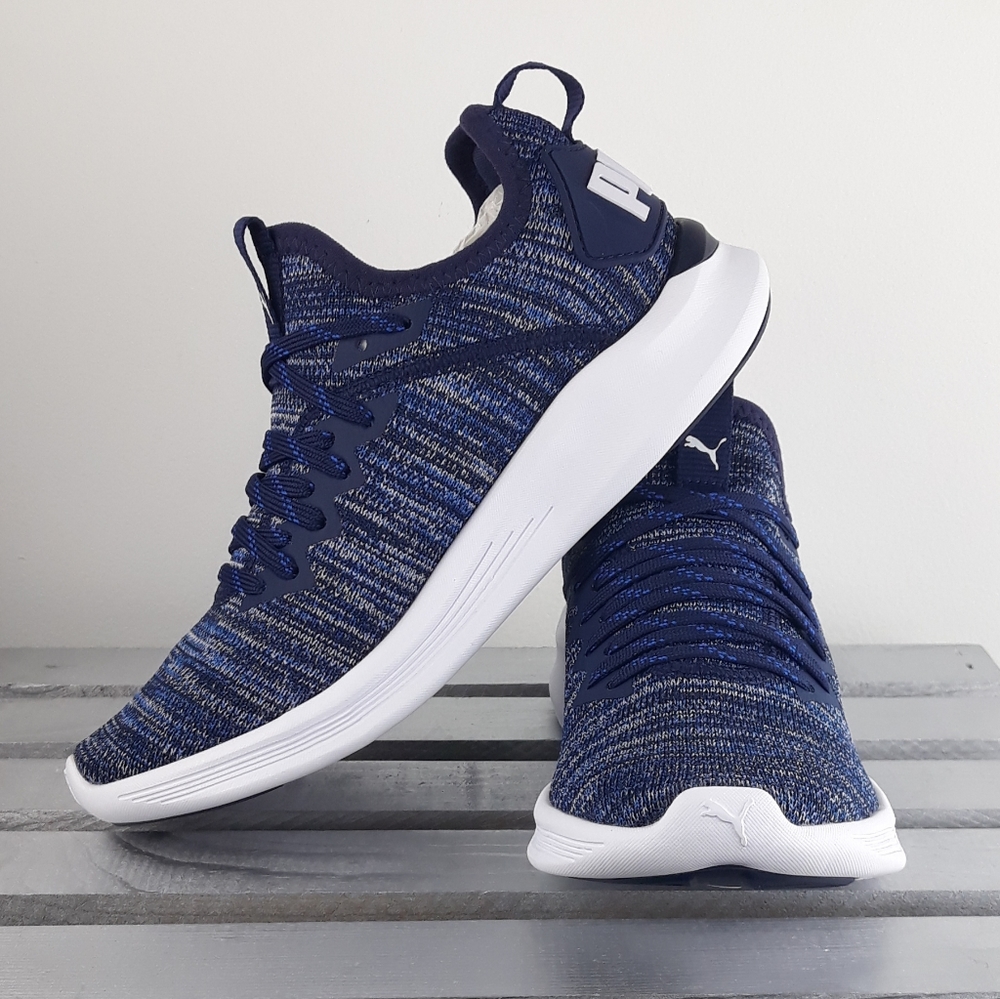 Big Kids Puma Navy Blue Ignite Flash Evoknit - Picture 4 of 7